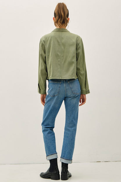 Cropped Tencel Jacket w/ Chest Pockets