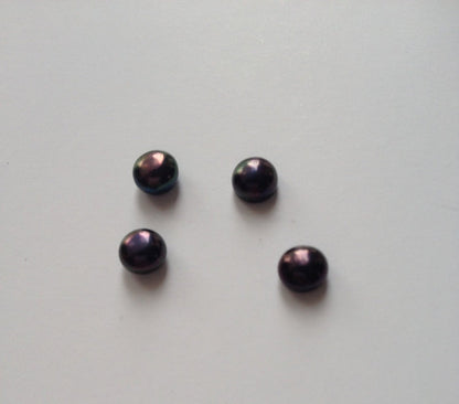 4 pcs Dark Blue Freshwater Round Pearls Slightly Pink Jewelry Making Tools Supplies Beads