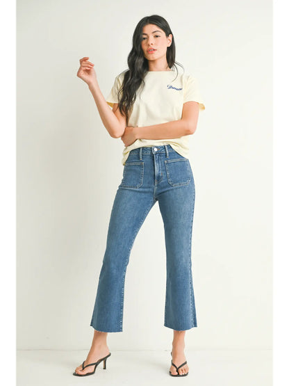 Just Black Denim Patch Pocket Cropped Flare
