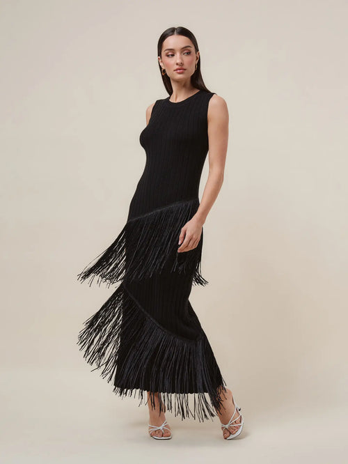 Asymmetric Tassel Detailed Sweater Rib Dress