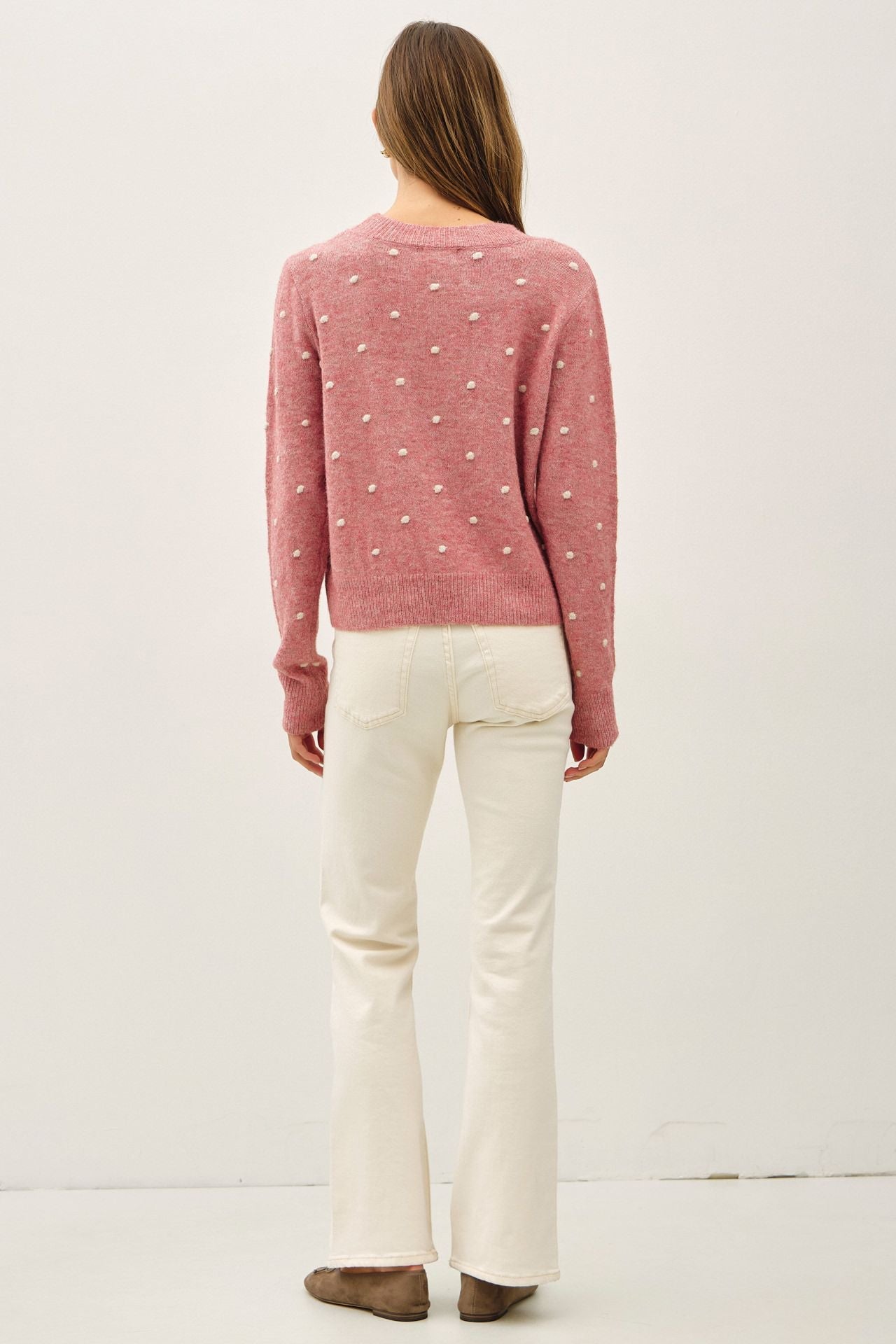 Dotted Knit Crewneck Sweater