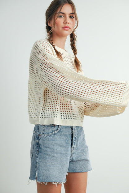 Loose Knit Crop Star Sweater