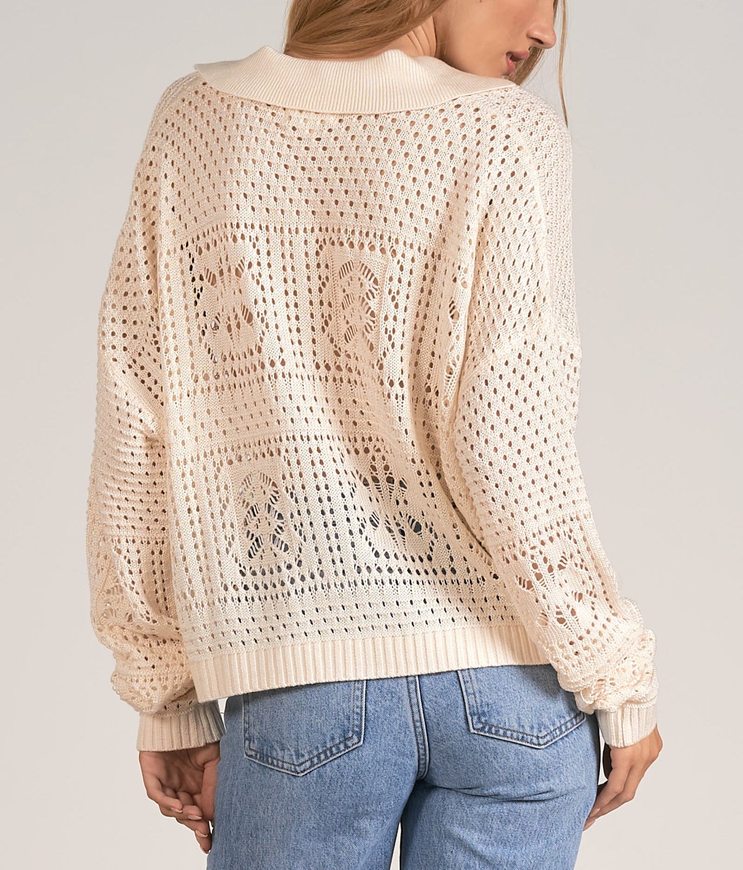 Elan Knit Open Collar Sweater