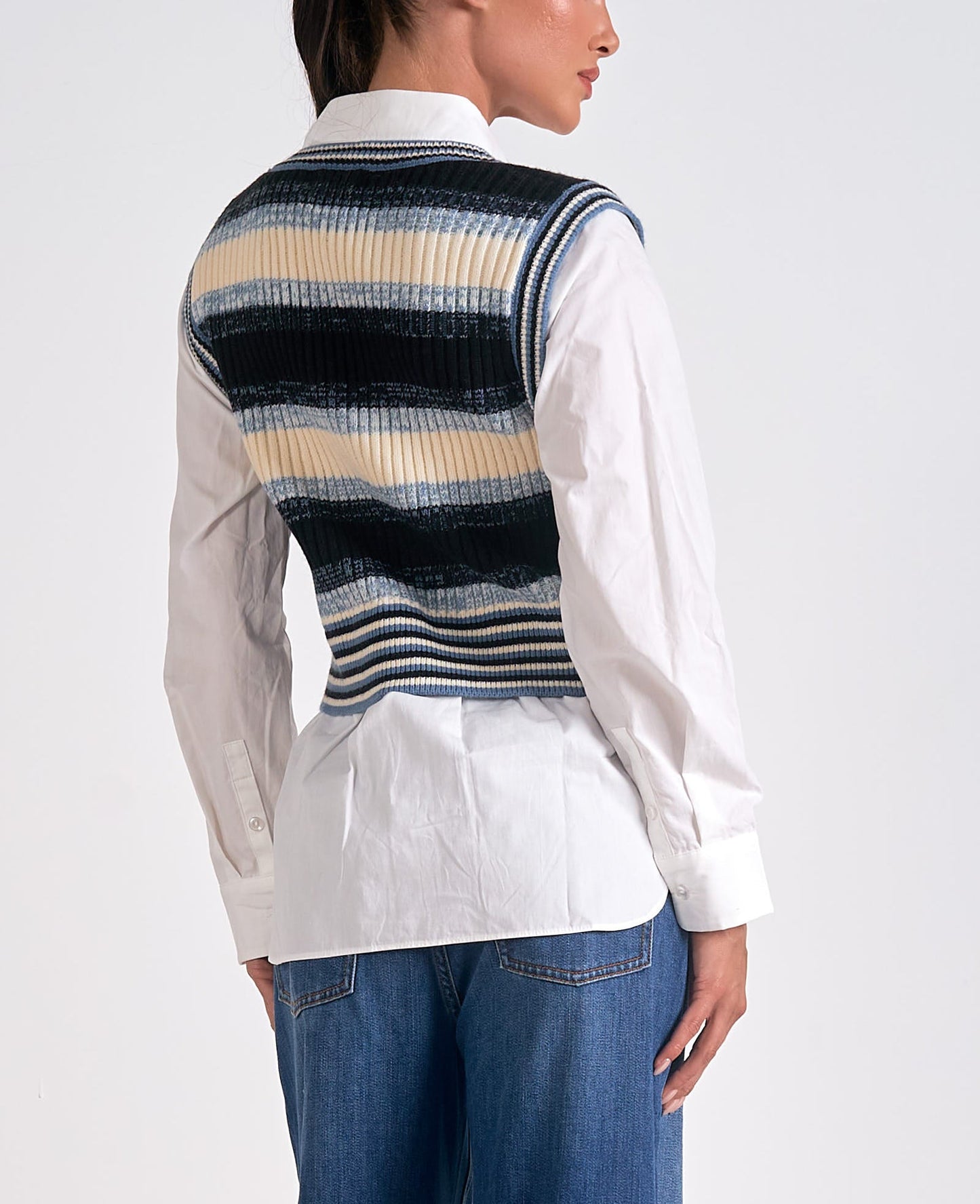 Elan Layered Stripe Sweater Top