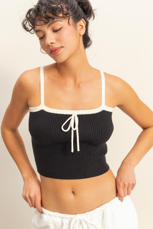 Crop Sweater Tank with Bow