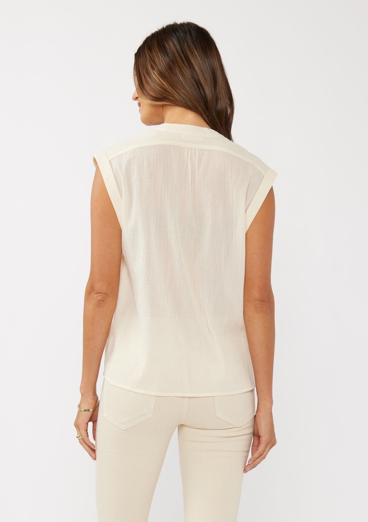 Rolled Cap Sleeve Button Down