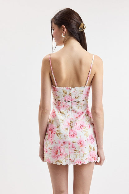 Floral Cut Out Mini Dress
