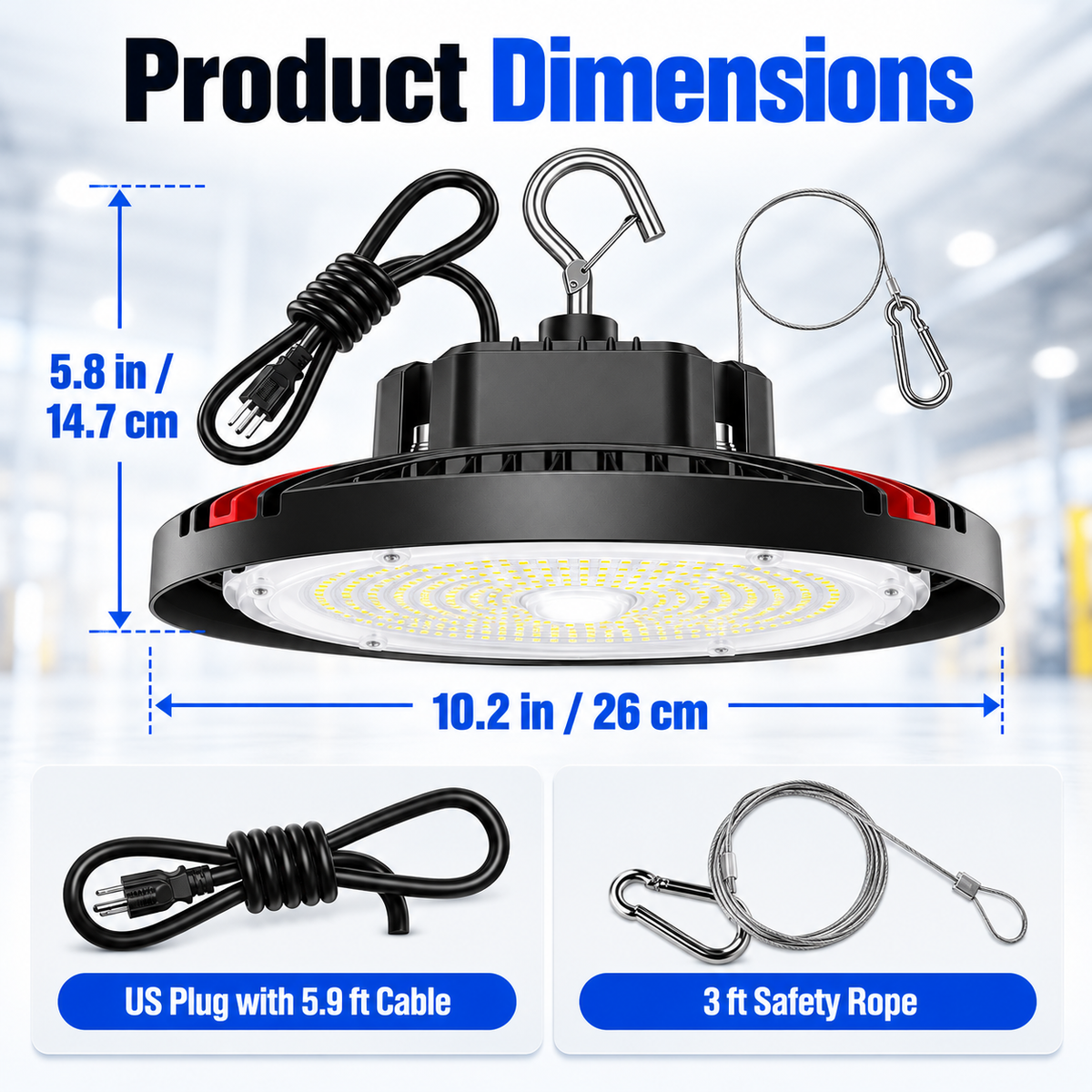 160W UFO LED High Bay Light – 24,000LM 5000K Daylight