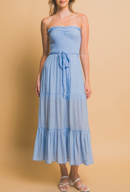 Nell Belted Strapless Maxi Dress