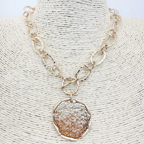 Hammered Coin Charm Necklace