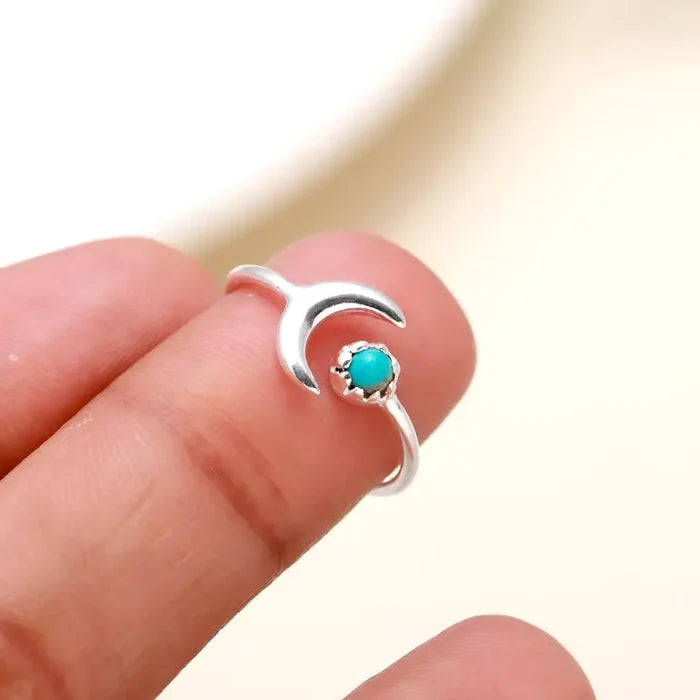 925 Silver Moon Turquoise Ring #185