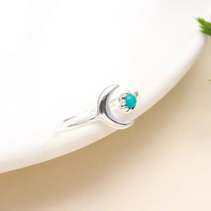 925 Silver Moon Turquoise Ring #185