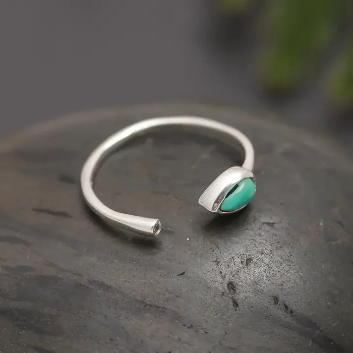925 Silver Turquoise Open Band Ring #3155