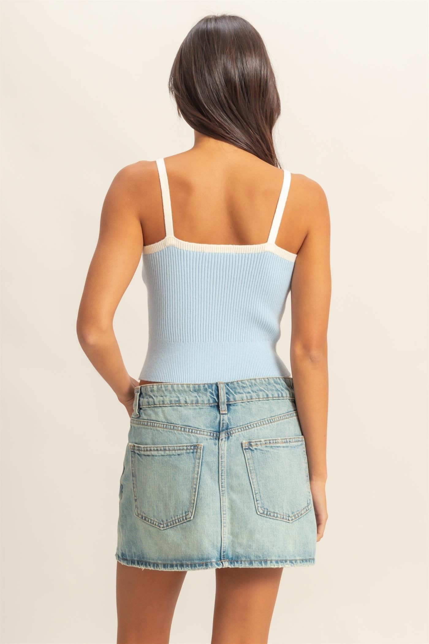Crop Sweater Tank with Bow