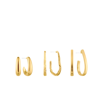Set of 3 Teardrop Hoop Earring