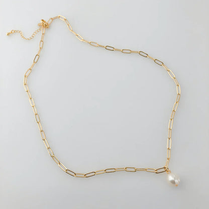 Paperclip Pearl Necklace