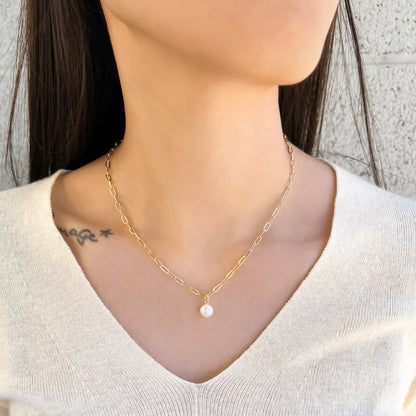 Paperclip Pearl Necklace