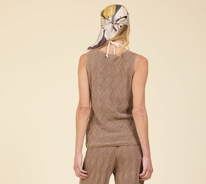 Diamond Knit Tank w/ Stone Trim