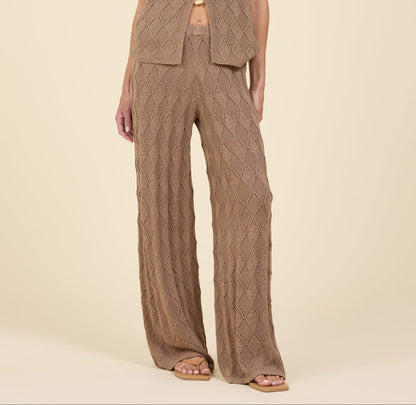 Diamond Knit Wide Leg Pant