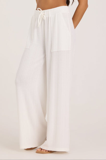 Novelty Rib Knit Wide Leg Pant