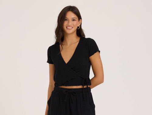 Novelty Rib Knit Wrap Tee