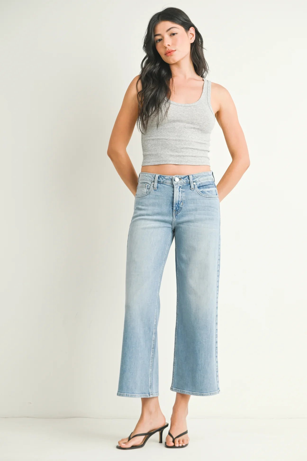 Just Black Denim Mid Rise Slim Wide Leg