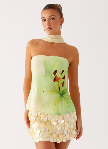 Blaise Scarf Top - Yellow Floral