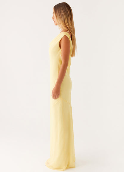 Brittany Chiffon Maxi Dress - Pastel Yellow