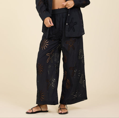 Ocean Eyelet Wide Leg Pant