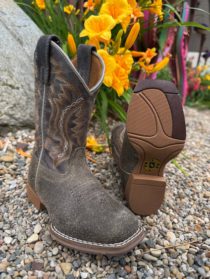 Dan Post Children/Youth Grey/Blue Beasley Leather Western Cowboy Boots DPC4004 DPC5004
