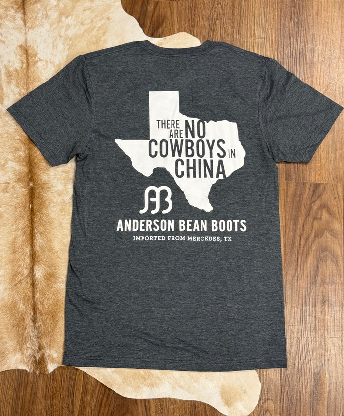 Anderson Bean Dark Heather Grey "No Cowboys In China" Tee Shirt