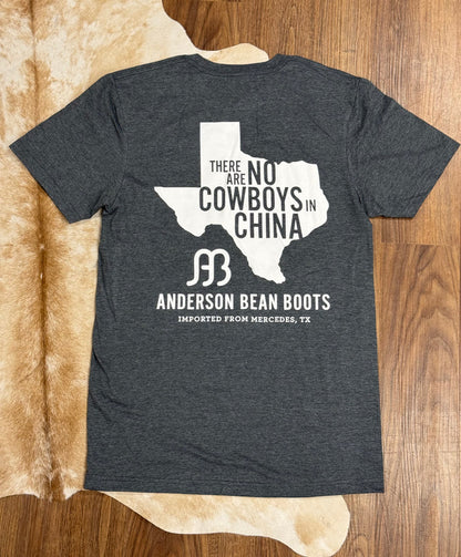 Anderson Bean Dark Heather Grey "No Cowboys In China" Tee Shirt