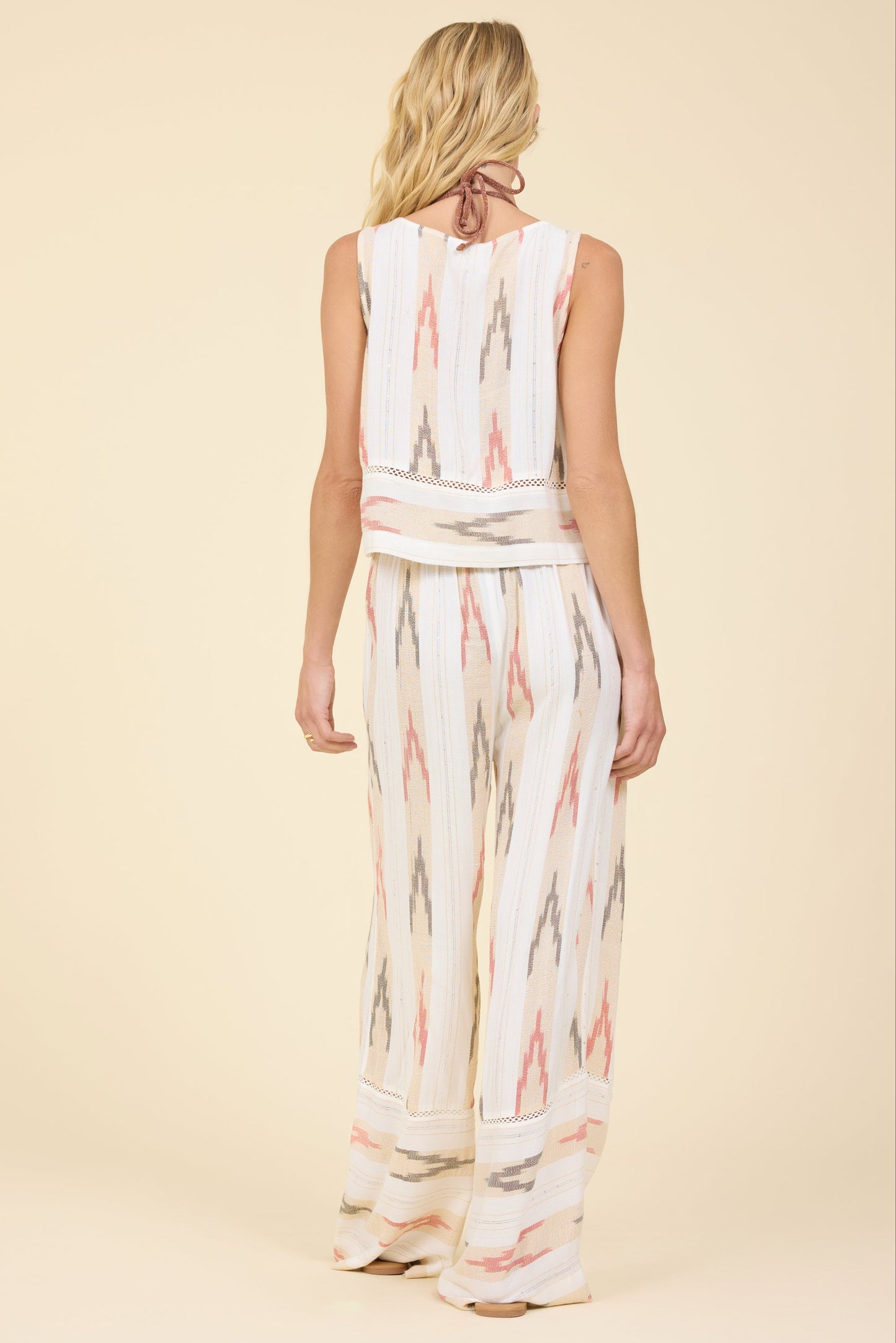 Aztec Stripe Lurex Wide Leg Pant
