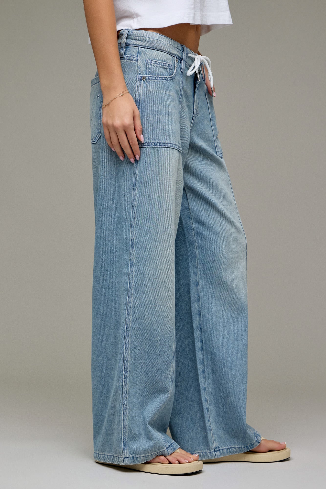 Hidden Super Soft Drawstring Mid Rise Wide Leg