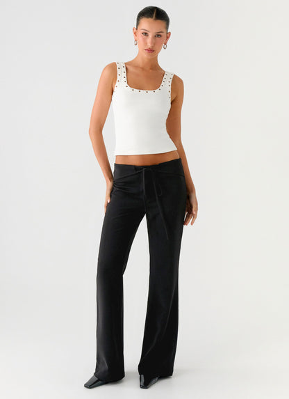 Houston Tie Front Pants - Black