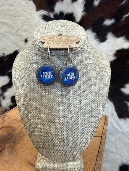 Art By Amy Bud Light Cap Triangle Dangle Earrings