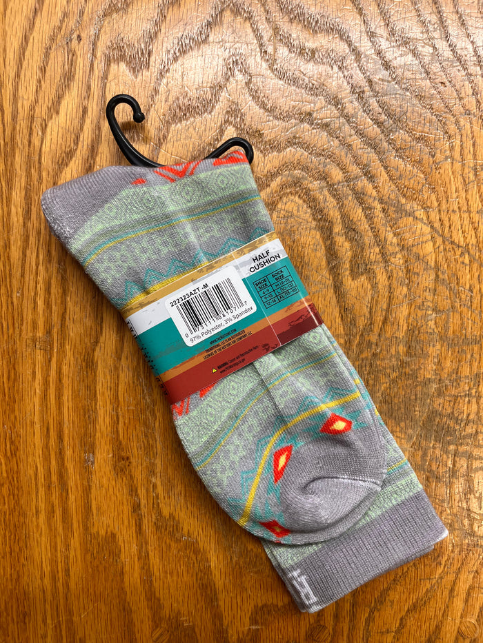 Red Dirt Hat Co. Crew Cut Multicolor Southwest Print Moisture Wicking Sock 222323AZT-Painted Cowgirl Western Store