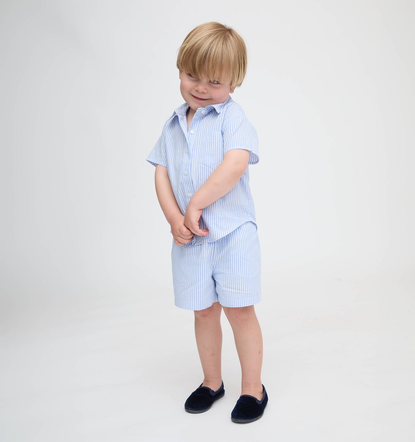 The Tiny Leo Shorts - Blue/White Stripe