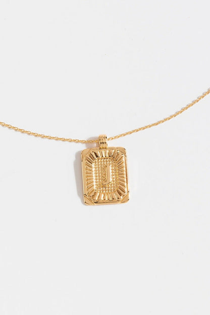 Gold Burst Initial Tag Necklace