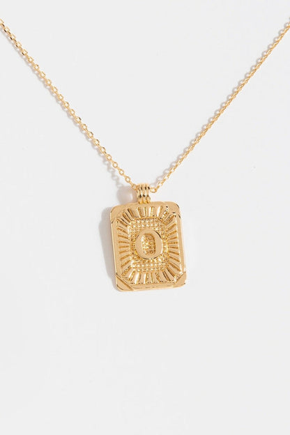 Gold Burst Initial Tag Necklace