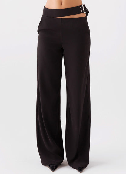 The After Party Cut Out Belt Pants - Black