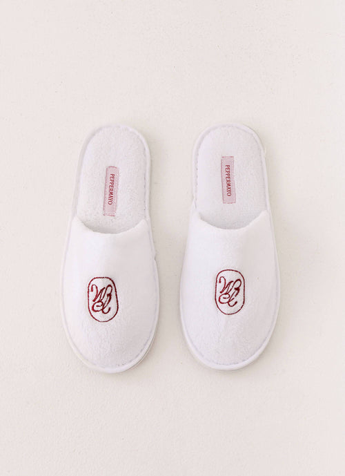 Peppermayo Branded Slippers - White