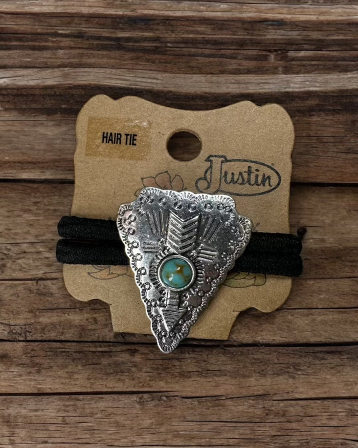 Justin Arrowhead & Arrow w/ Faux Turquoise Center Hair Tie 24027HT1-Painted Cowgirl Western Store