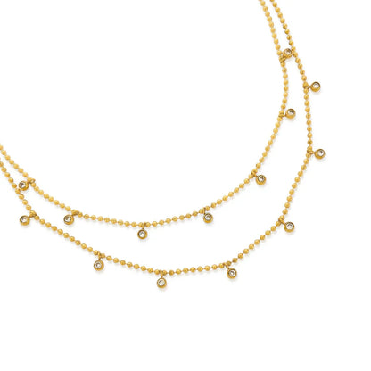 Ball Chain Necklace w/ Crystal Accents
