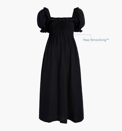The Scarlett Nap Dress - Black Textured Clip Dot