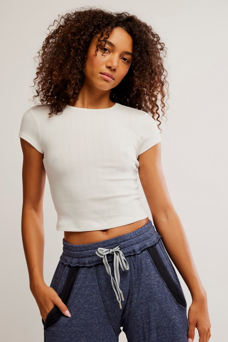 Free People Wait a Minute Baby Tee