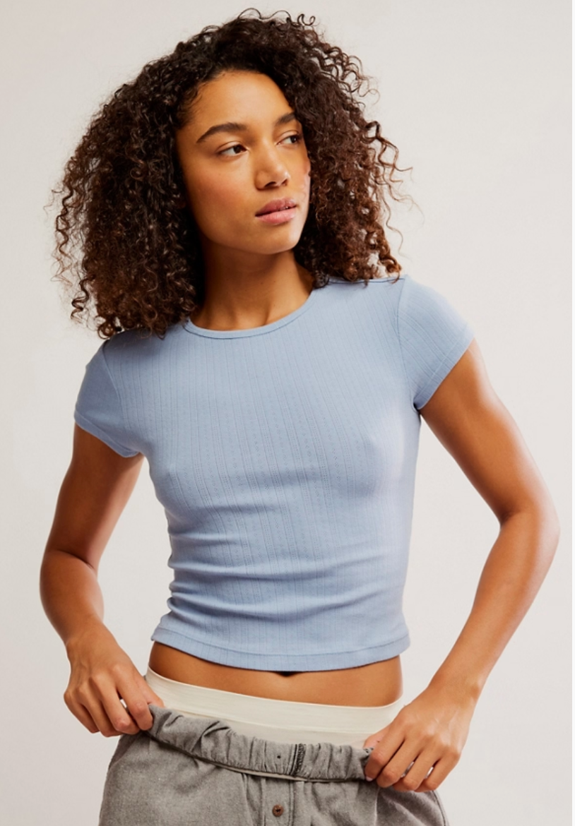 Free People Wait a Minute Baby Tee