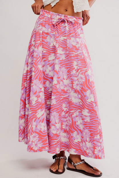 Free People Zephyr Bustle Print Maxi Skirt