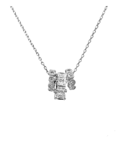 14K 3 CZ Ring Necklace