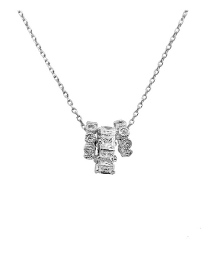 14K 3 CZ Ring Necklace